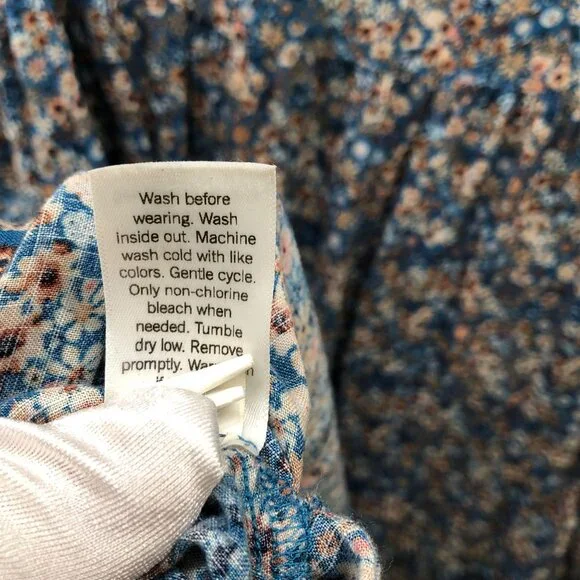 Sonoma Tiered Maxi Dress Womens 3X Blue Floral Short Sleeve V-Neck Button Front - Picture 10 of 10